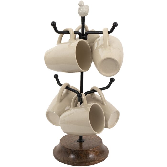 Clayre & Eef 6CE1343 Držiak na poháre biely Ø 14x39 cm