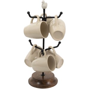 Clayre & Eef 6CE1343 Držiak na poháre biely Ø 14x39 cm