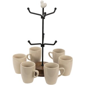 Clayre & Eef 6CE1343 Držiak na poháre biely Ø 14x39 cm