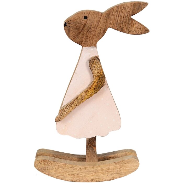 Clayre & Eef 6H2151L Dekoratívny králik hnedý, ružový 17x7x33 cm
