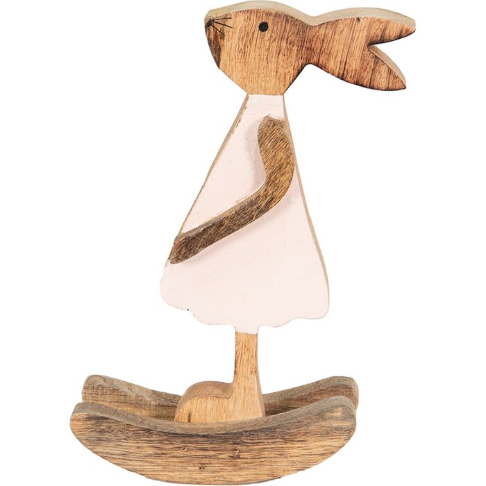 Clayre & Eef 6H2151M Dekoratívny králik hnedý, ružový 14x7x25 cm
