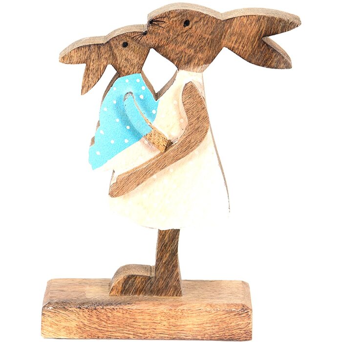 Clayre & Eef 6H2152 Dekoratívny králik hnedý, ružový 15x6x22 cm