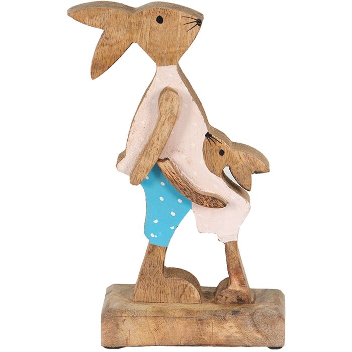 Clayre & Eef 6H2153 Dekoratívny králik hnedý, modrý 12x6x22 cm