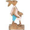 Clayre & Eef 6H2153 Dekoratívny králik hnedý, modrý 12x6x22 cm