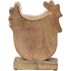 Clayre & Eef 6H2162M Dekoratívny kohút biely, hnedý 15x5x19 cm