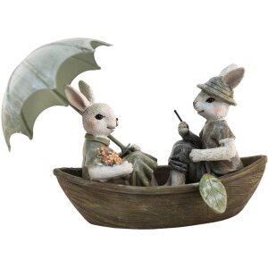Clayre & Eef 6PR3534 Dekoratívny králik zelený, hnedý, béžový 14x10x12 cm
