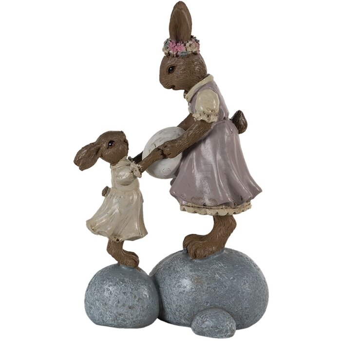 Clayre & Eef 6PR3537 Dekoratívny králik ružový, béžový 10x6x17 cm