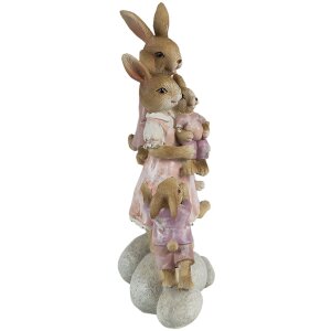Clayre & Eef 6PR3540 Dekoratívny králik ružový, béžový 11x6x18 cm