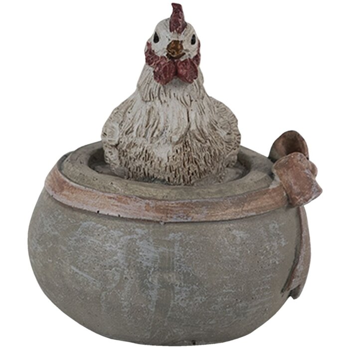 Clayre & Eef 6PR3562 Šperk s príveskom Sliepka biela, hnedá, zelená 6x5x6 cm