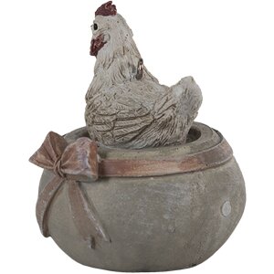 Clayre & Eef 6PR3562 Šperk s príveskom Sliepka biela, hnedá, zelená 6x5x6 cm