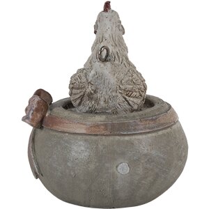 Clayre & Eef 6PR3562 Šperk s príveskom Sliepka biela, hnedá, zelená 6x5x6 cm