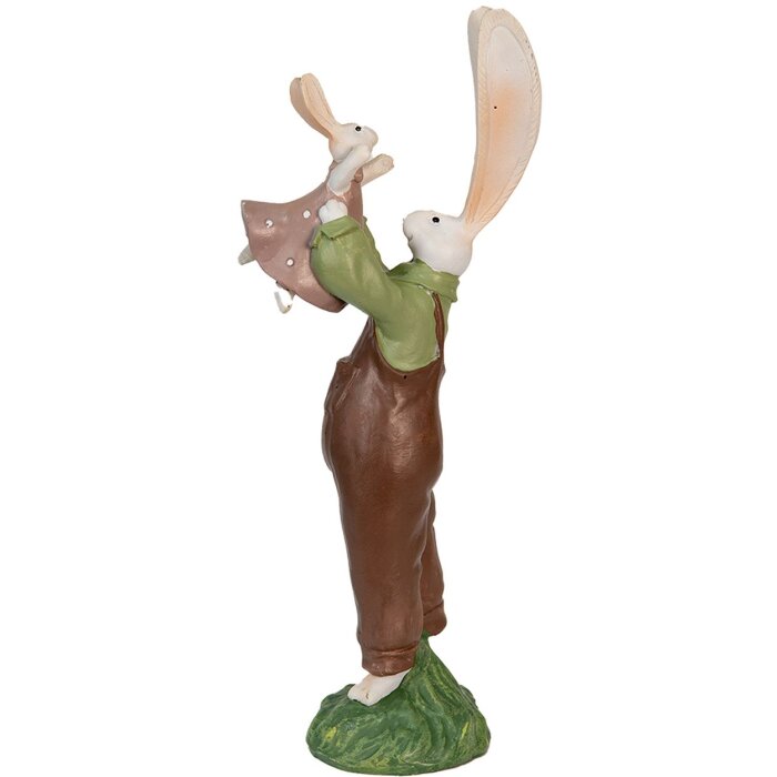 Clayre & Eef 6PR3566 Dekoratívny králik zelený, ružový 10x7x25 cm
