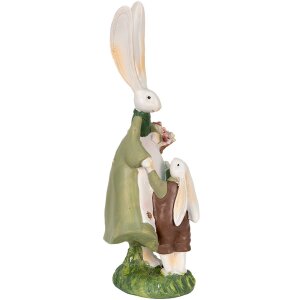 Clayre & Eef 6PR3567 Dekoratívny králik zelený, červený 10x7x25 cm