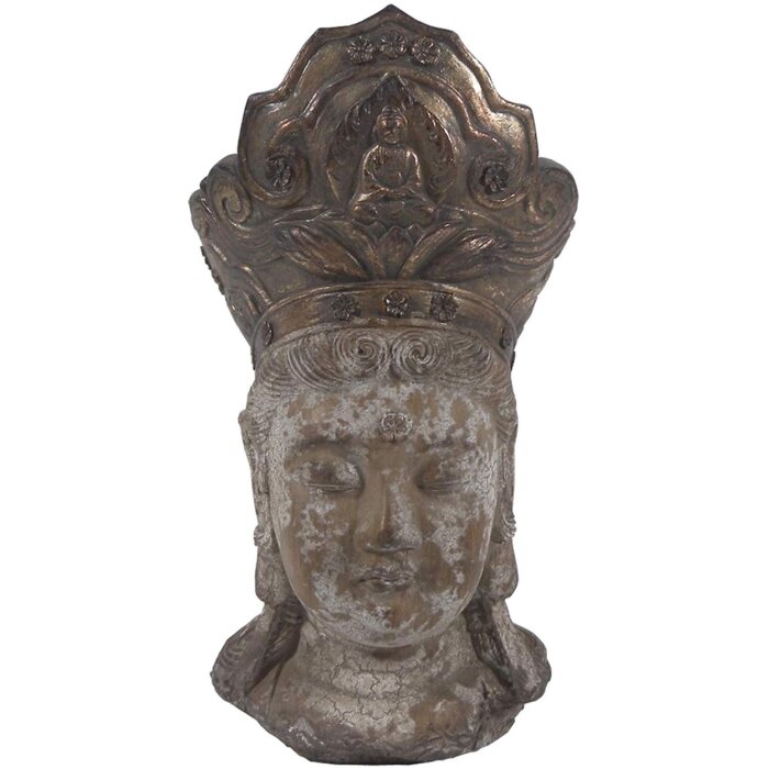 Clayre & Eef 6PR3621 Dekoratívny Budha hnedý, biely 12x9x22 cm