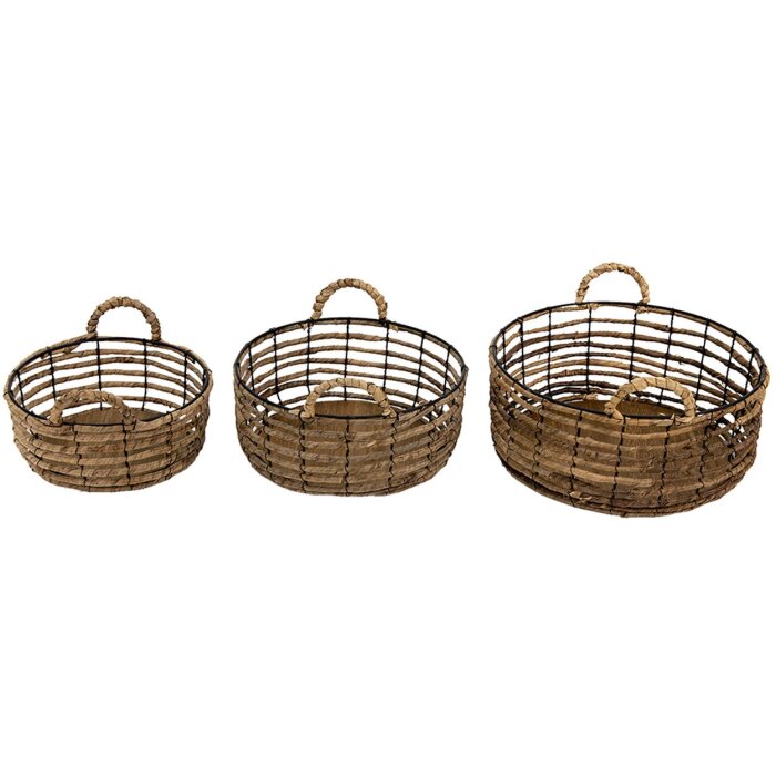 Clayre & Eef 6RO0543 Úložné koše Set of 3 Brown Ø 39x15 cm