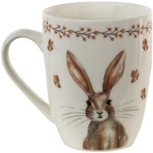 Clayre & Eef REBMU Hrnček béžový, hnedý 350 ml