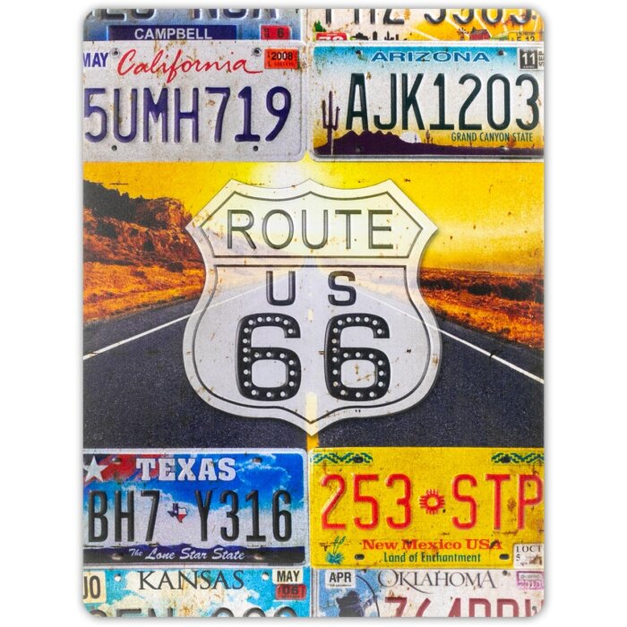 ZEP plechová značka ROUTE 66 viacfarebná 43x57x0,4 cm