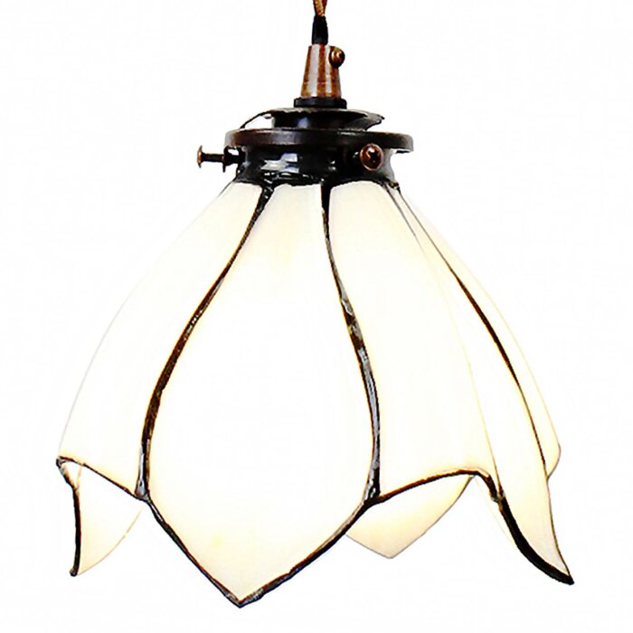 Clayre & Eef 5LL-6223 Závesná lampa Tiffany Ø 18x115 cm E14-max 1x25W Biela - Hnedá