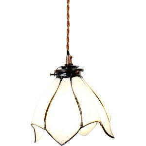 Clayre & Eef 5LL-6223 Závesná lampa Tiffany Ø 18x115 cm E14-max 1x25W Biela - Hnedá
