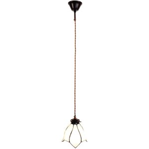 Clayre & Eef 5LL-6223 Závesná lampa Tiffany Ø 18x115 cm E14-max 1x25W Biela - Hnedá