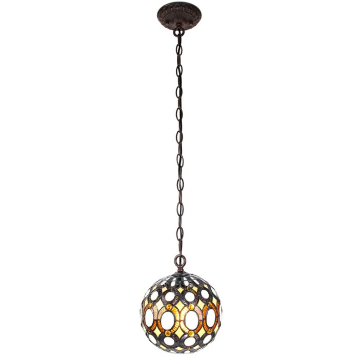 Clayre & Eef 5LL-6270 Závesná lampa Tiffany Ø 20x116 cm E14-max 1x25W Žltá