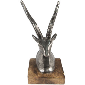 Clayre & Eef 65143 Dekorácia Socha jeleňa 10x8x18 cm Strieborná farba