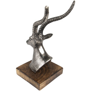 Clayre & Eef 65143 Dekorácia Socha jeleňa 10x8x18 cm Strieborná farba