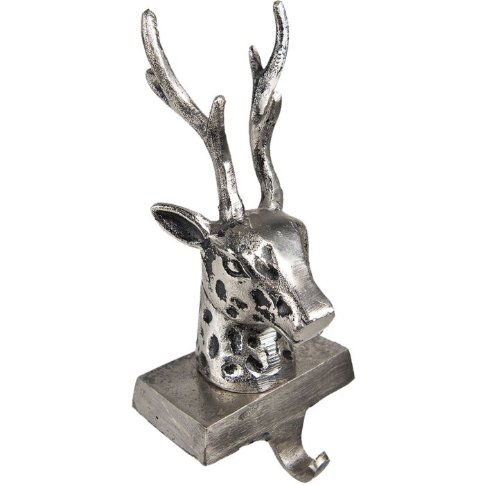 Clayre & Eef 6AL0070 Držiak vianočnej pančuchy sob 12x7x28 cm Strieborná farba