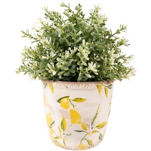 Clayre & Eef 6CE1529S Dekorácia Kvetináč Ø 14x14 cm Žltá
