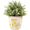 Clayre & Eef 6CE1529S Dekorácia Kvetináč Ø 14x14 cm Žltá