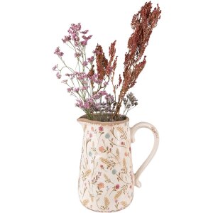 Clayre & Eef 6CE1552L Dekoračný džbán 21x14x23 cm Ružová - béžová Dekoračný džbán