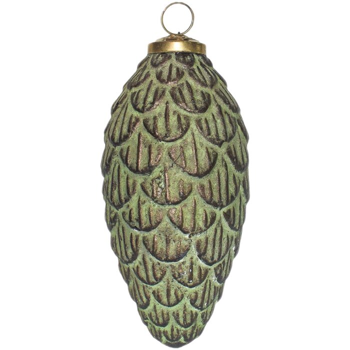 Clayre & Eef 6GL3790 Vianočné ozdoby Ø 7x15 cm Zelená - Hnedé vianočné ozdoby