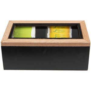 Clayre & Eef 6H2235 Čajová dóza (2 priehradky) 18x9x7 cm Čierna - hnedá