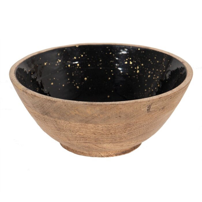 Clayre & Eef 6H2248 Dekoratívna miska Ø 25x10 cm Čierna - hnedá Dekoratívna miska z dreva