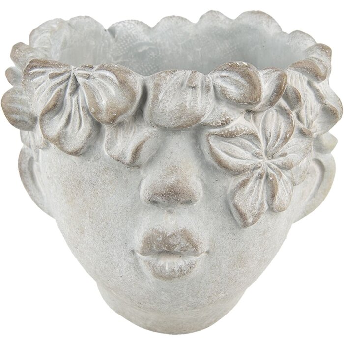 Clayre & Eef 6TE0418S Kvetináč 12x9x10 cm sivý - béžový