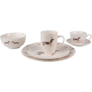 Clayre & Eef DHLMU Hrnček 12x8x10 cm - 300 ml Béžová - hnedá