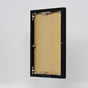 Efektný hliníkový rám na obrazy Quadro 14,8x21 cm čierne číre sklo MDF zadný panel