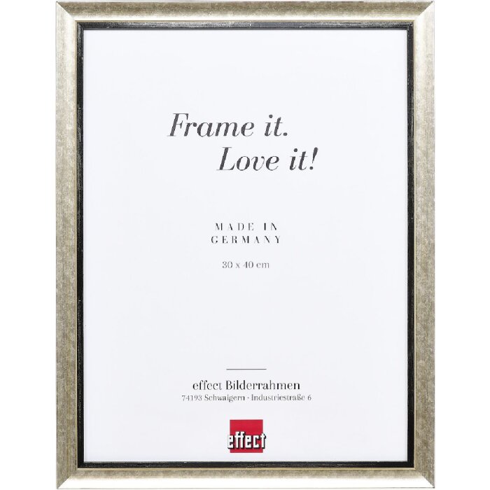 Effect Holz-Bilderrahmen Profil 40 Silber 18x27 cm Normalglas