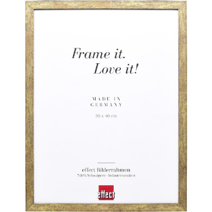 Effect Bilderrahmen Holzrahmen Profil 42 Klarglas antikgold 40x40 cm