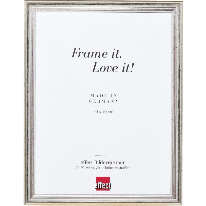 Effect Holzrahmen Profil 44 – strieborný fotorámik z masívneho dreva 7x10 cm s UV ochranou