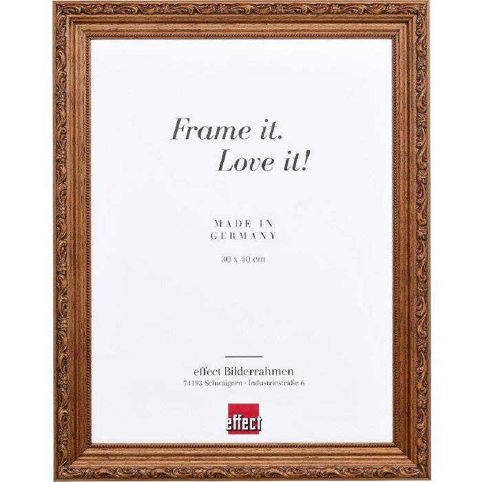 Effect Holzrahmen Profil 63 Barock braun 20x28 cm mit Kunstglas
