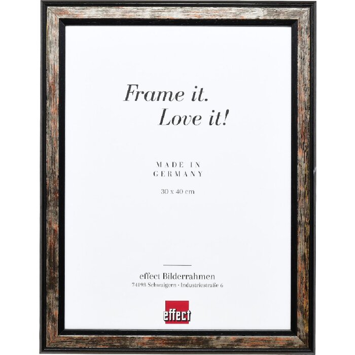 Effect Holz-Bilderrahmen Profil 64 Schwarz 29,7x42 cm mit Kunstglas