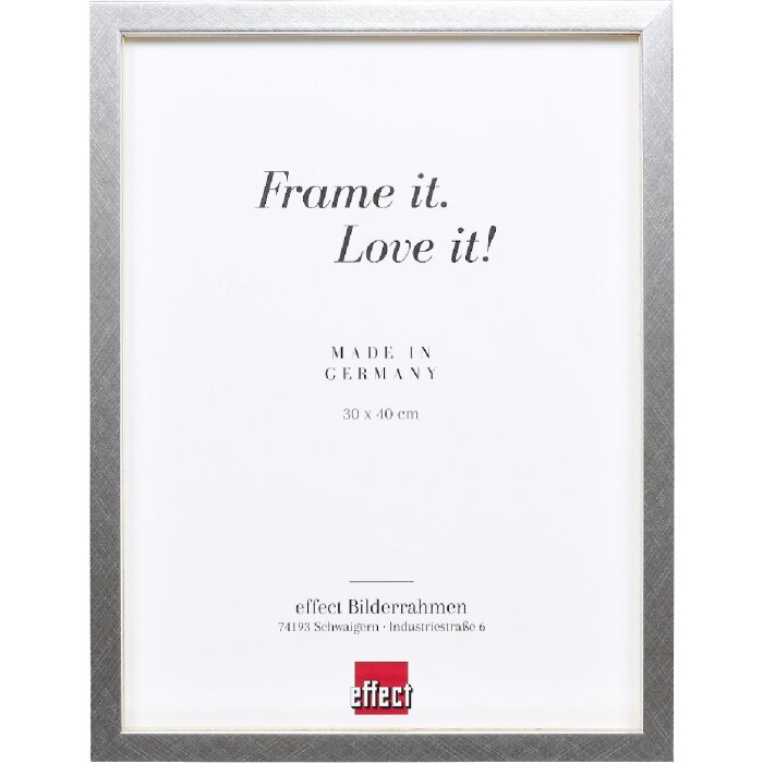 Effect drevený rámečok Profil 58 strieborný 40x50 cm s jasným sklom a vzdialenou lištou