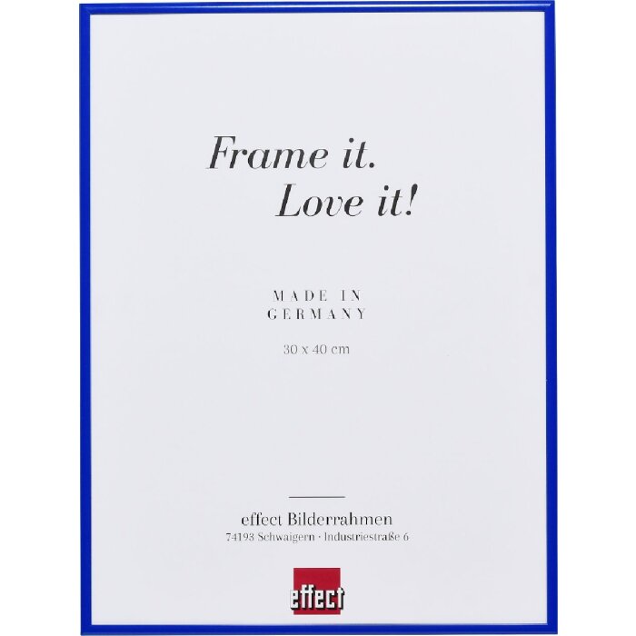 Effect Aluminium Bilderrahmen Quadro 70x100 cm blau Museumsglas