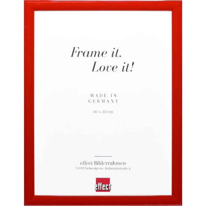 effect Holz-Bilderrahmen Profil 43 rot hochglanz 25x70 cm Museumsglas