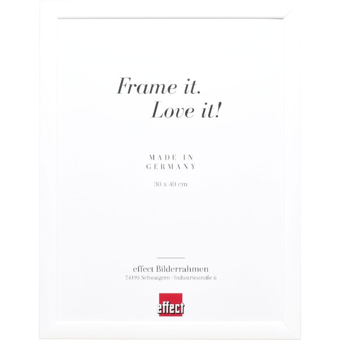 Effect Holz-Bilderrahmen Profil 43 weiß hochglanz 28x35 cm Museumsglas