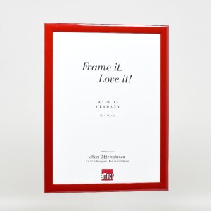 Effect Holz-Bilderrahmen Profil 43 rot hochglanz 30x40 cm Museumsglas
