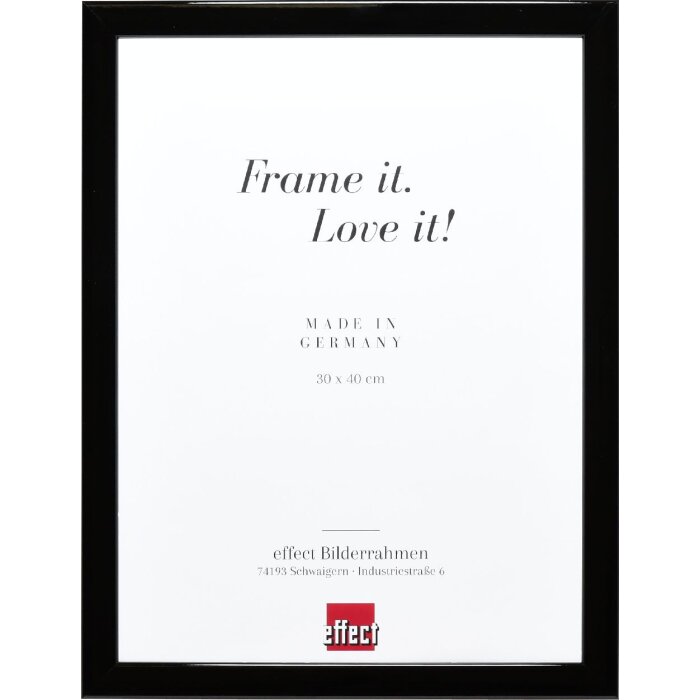 Effect Holz-Bilderrahmen Profil 43 Schwarz Hochglanz 50x100 cm Museumsglas