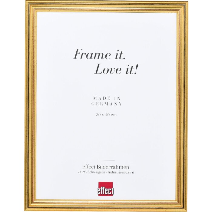 Effect Holzrahmen Profil 44 gold 20x30 cm Museumsglas