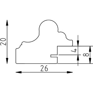 Effect Drevený fotorámik Profil 86 Barok 23x70 cm čierny-srebrný s múzeckým skлом